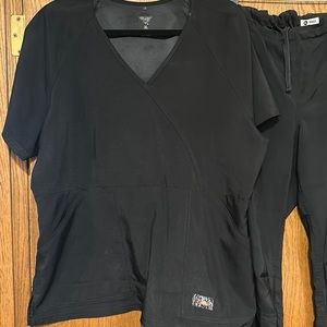 Black Koi Tech Scrubs. XL top, XL tall bottoms.